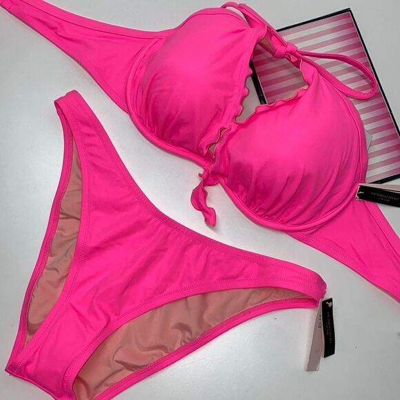 🔥VICTORIA SECRET SWIMSUIT SET TOP 38D push-up bottom /XLargeNew #1 - Picture 4 of 7